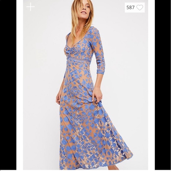NWT - For love & lemons Temecula blue floral Maxi dress - Picture 3 of 9